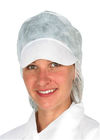 White Color Disposable Head Cap Damp Proof Multi Size With Peak And Hair Net